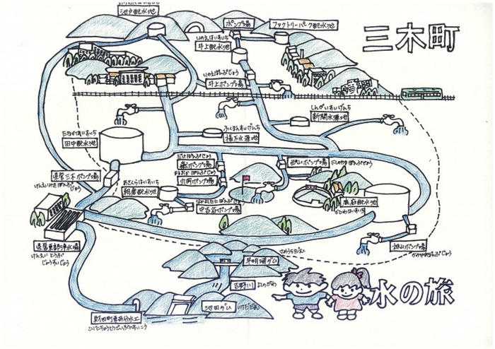 上下水道課職員の方の力作「三木町水の旅」